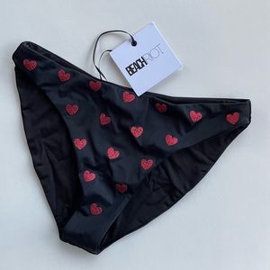 NWT Beach Riot bikini bottoms black with red glitter hearts
